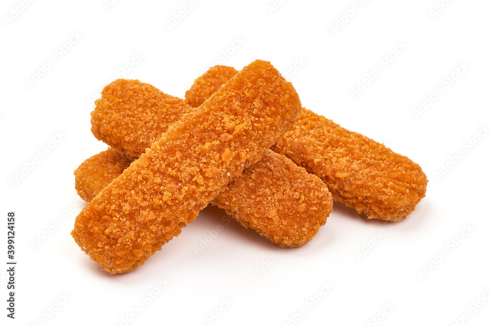 Fish fingers, isolated on white background Fish fingers, isolated on white background