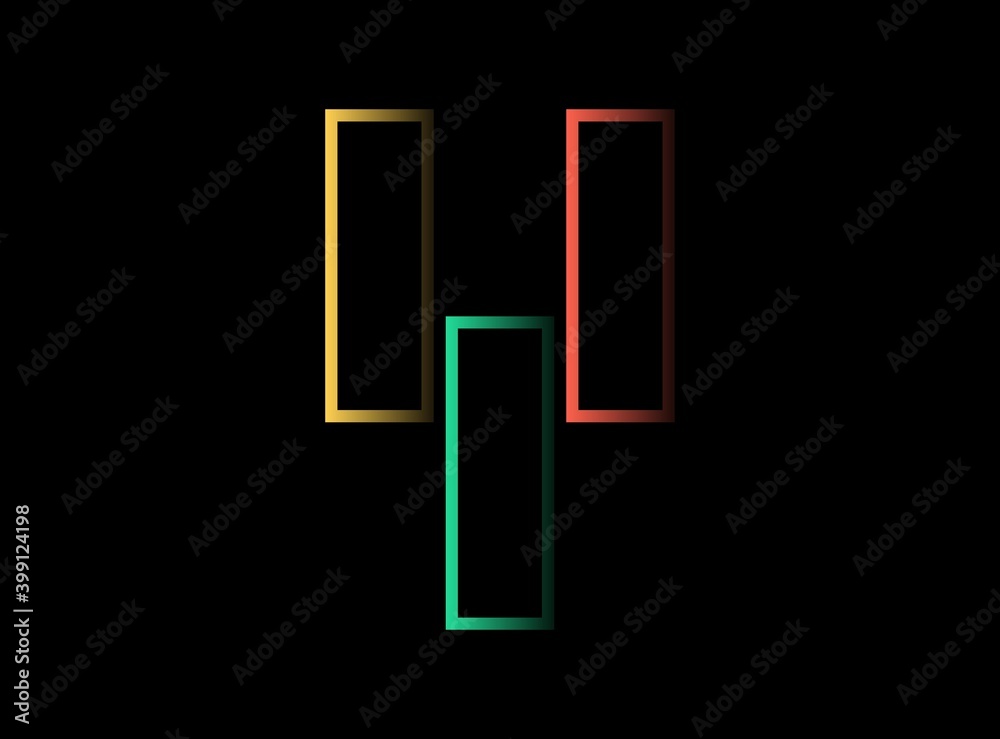 Y letter vector desing, font logo. Red, green, yellow color on black background. For social media,design elements, creative poster, web template and more
