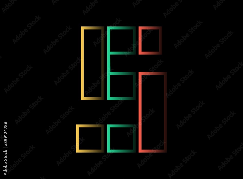 R letter vector desing, font logo. Red, green, yellow color on black background. For social media,design elements, creative poster, web template and more R letter vector desing, font logo. Red, green, yellow color on black background. For social media,design elements, creative poster, web template and more