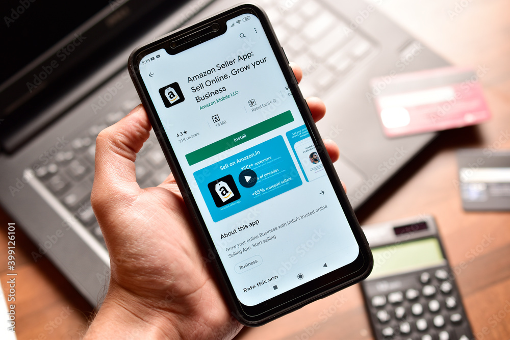 amazon seller app on smartphone, online selling platform amazon Stock Photo  | Adobe Stock