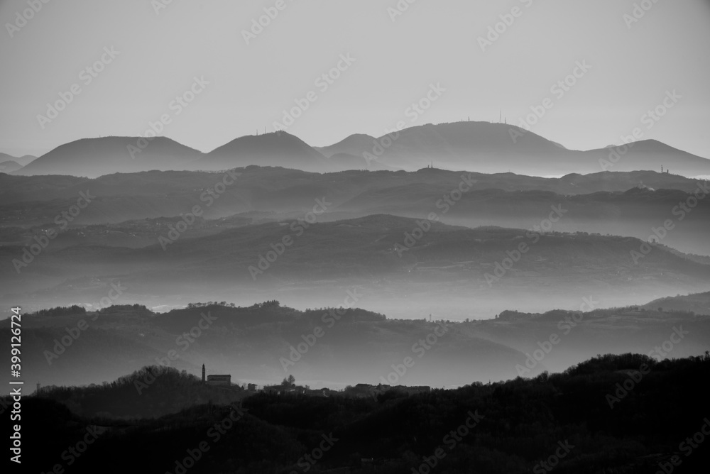 stratified fog between the hills four