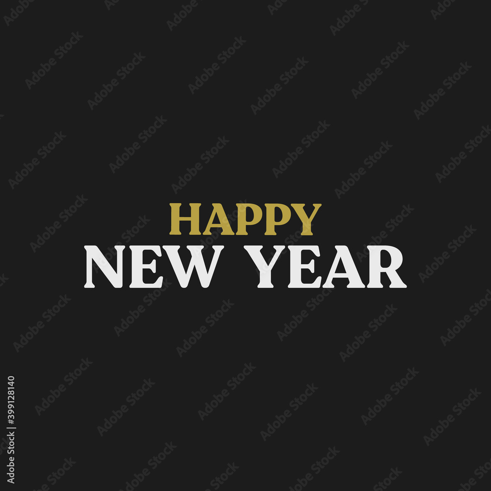 Obraz premium Happy new year typography sign. Vector Lettering Composition. Holiday design for greeting card.