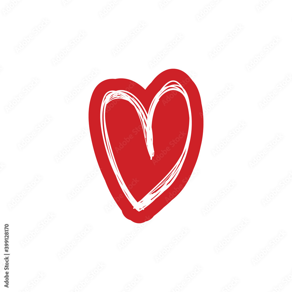 Heart doodle illustration. Hand drawn love symbol. Valentine's day vector icon.