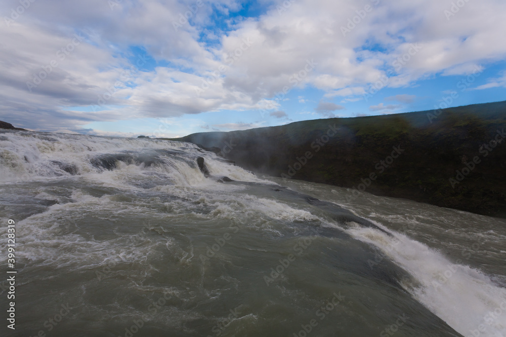 Gullfoss falls in summer season view, Iceland