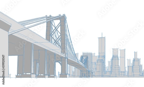 Canvas Print city ​​industrial landscape 3d illustration