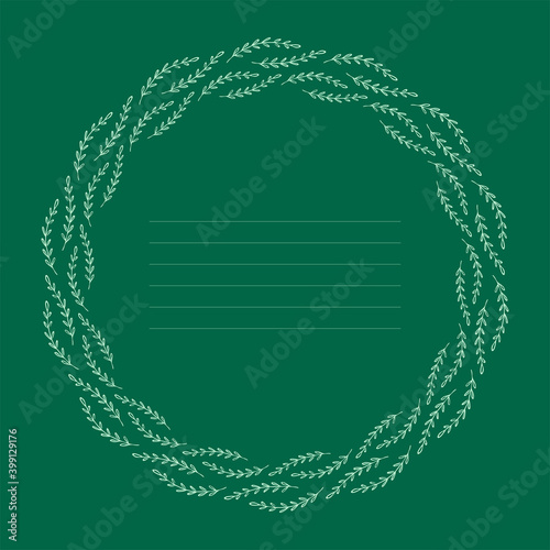 Natural vector frame. Leaves on green background template