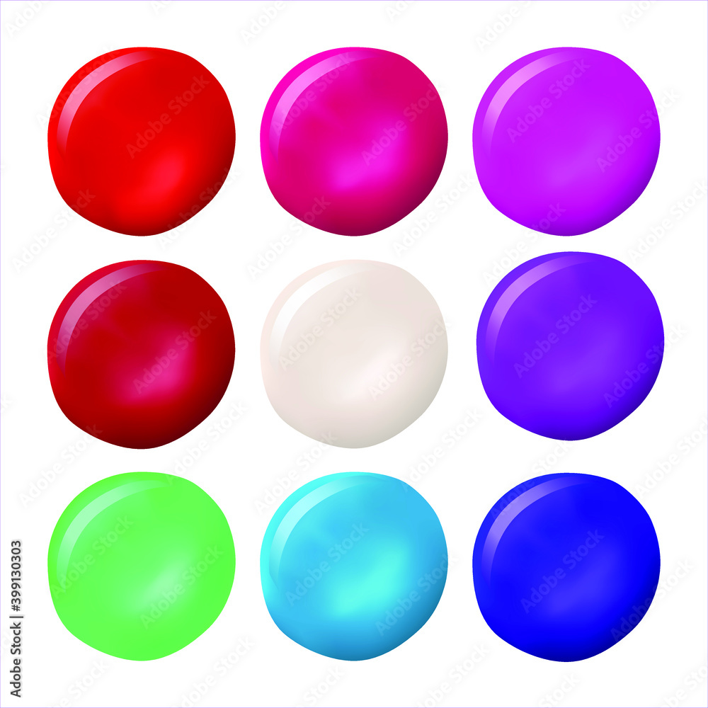 Set of different nail polishes samples on white background, top view. Set of different nail polishes samples on white background, top view.