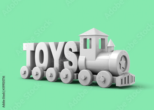 Toys Train on colorful background - 3D