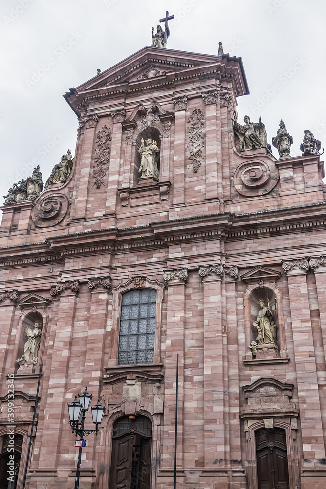 Fototapeta premium View of Heidelberg Jesuitenkirche. The church built in the Baroque style from 1712 to 1759. Heidelberg, Baden-Wurttemberg, Germany.