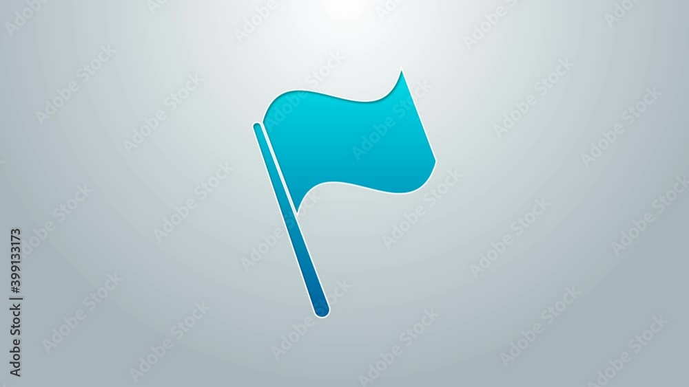 Blue line Flag icon isolated on grey background. 4K Video motion graphic animation Blue line Flag icon isolated on grey background. 4K Video motion graphic animation