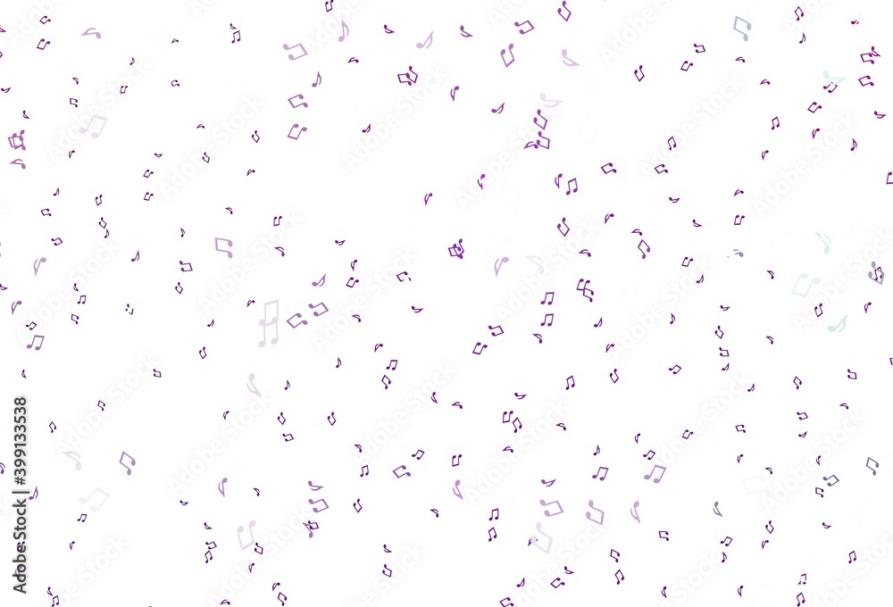 Light Purple vector background with music symbols.