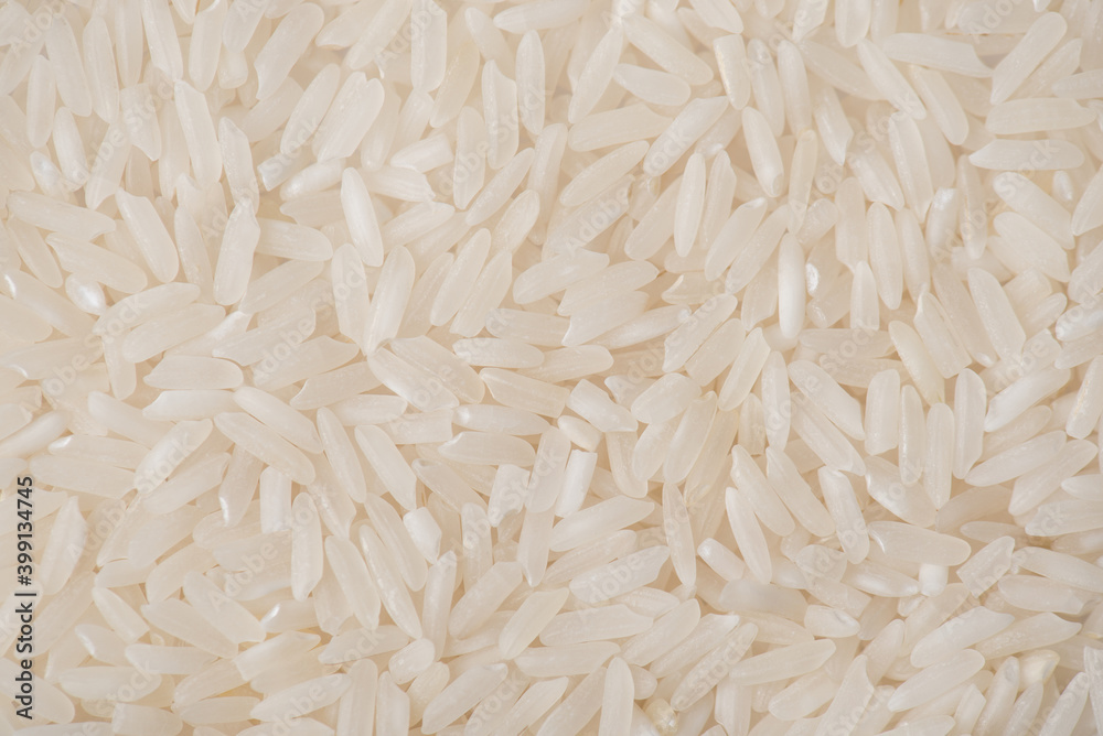 Close-up photo of white long texture rice background