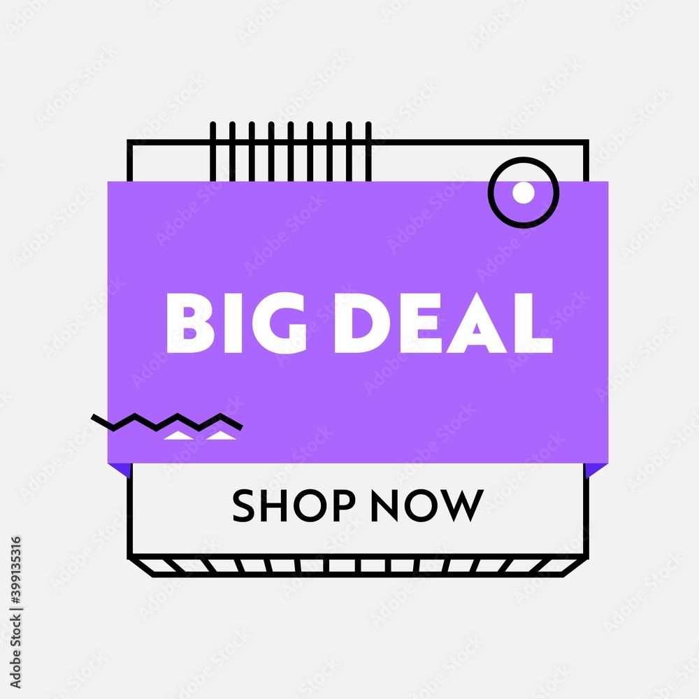 Big Deal Banner, Sale Advertising with Typography on White Background, Ad Card for Shopping Discount, Social Media Promo Big Deal Banner, Sale Advertising with Typography on White Background, Ad Card for Shopping Discount, Social Media Promo