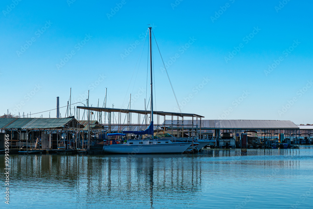 Sailboat at the lake Marina