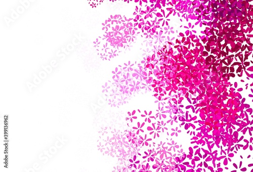 Light Pink vector natural backdrop with leaves.