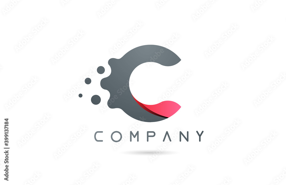 C pink grey alphabet letter logo icon with bubble shapes. Creative ...
