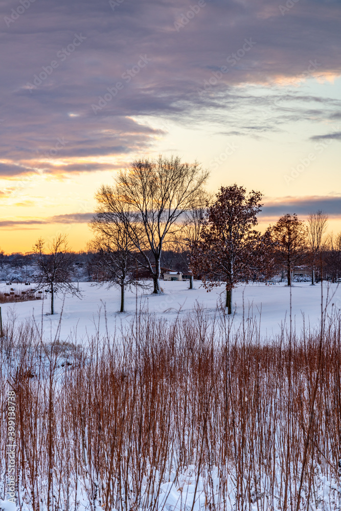 Fototapeta premium Des Moines Raccoon River Park Sunset