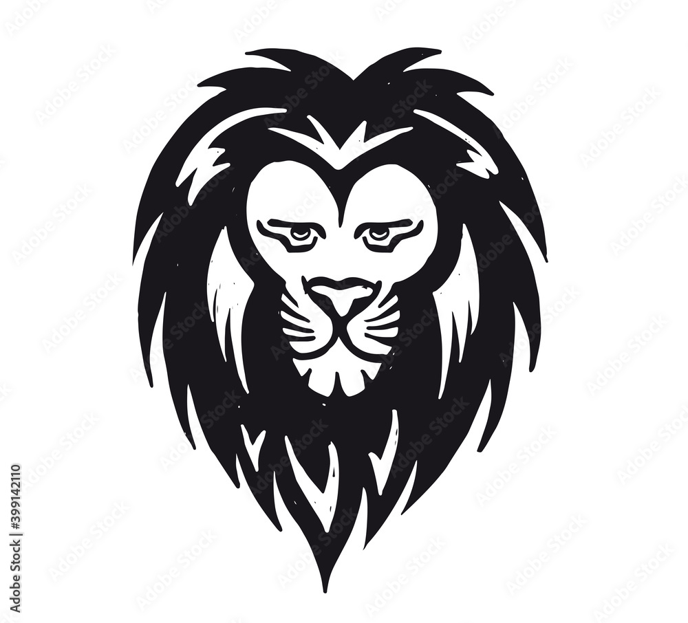 Lion head logo, vector emblem.