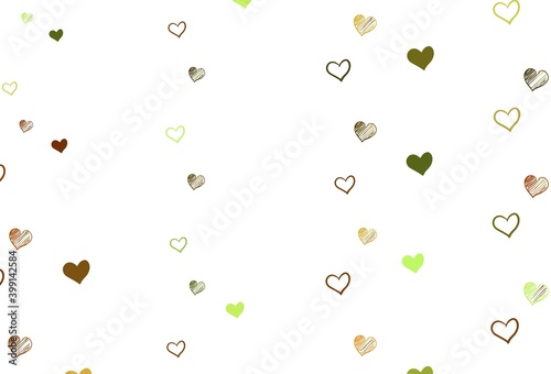 Fototapeta Naklejka Na Ścianę i Meble -  Light Green, Yellow vector texture with lovely hearts.