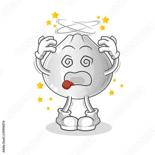 meat bun dizzy head mascot. cartoon vector