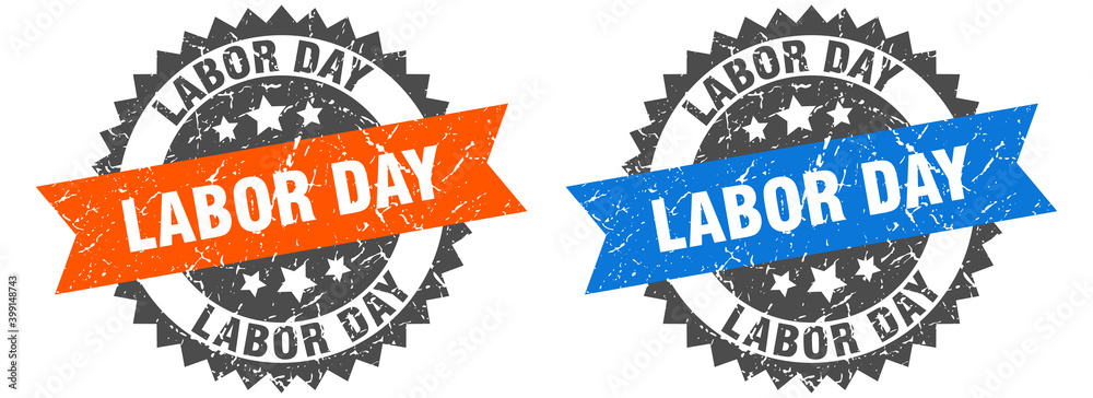 Obraz premium labor day band sign. labor day grunge stamp set