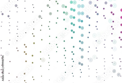 Light Multicolor  Rainbow vector pattern with christmas snowflakes.
