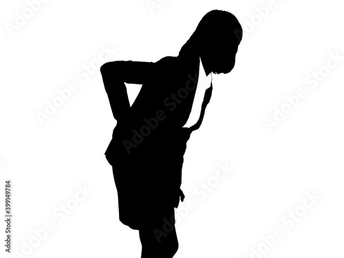  腰を痛めた女性ビジネスマンシルエット
