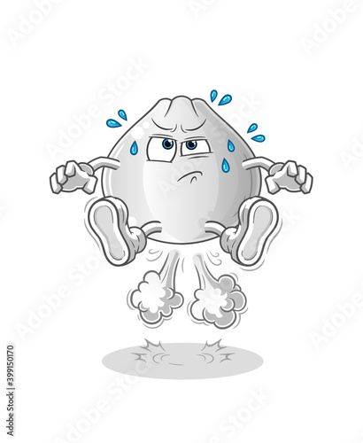 meat bun  fart jumping illustration. character vector
