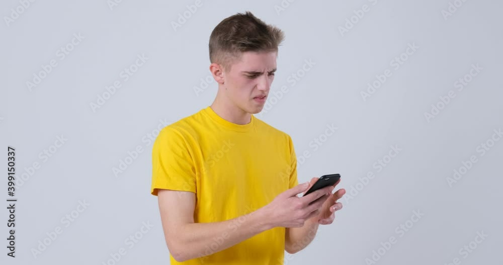 Angry man got a message and be angry
