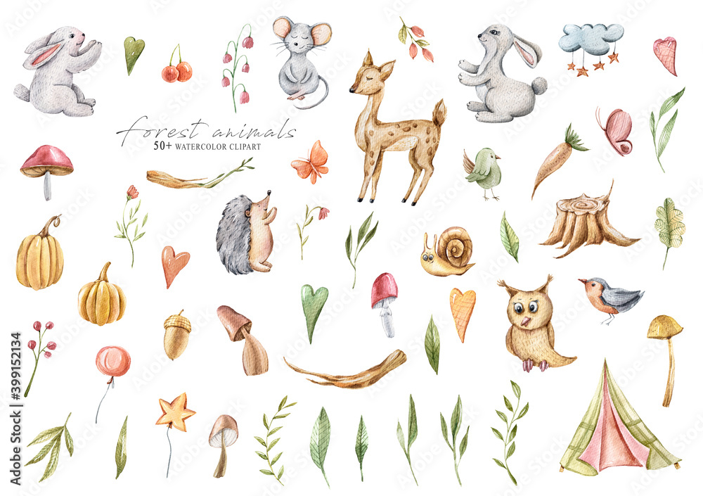 Watercolor cute dinosaurs clipart set.Cartoon nursery illustration isolated on a white background. Hand painted illustration for sticker, pattern, baby shower, birthday invitation, poster, sublimation