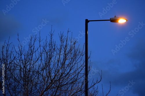 Street lamp in the evening, England