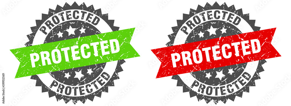 Obraz premium protected band sign. protected grunge stamp set