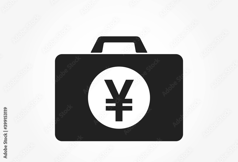 Business case with japanese yen sign. isolated vector finance and money symbol Business case with japanese yen sign. isolated vector finance and money symbol