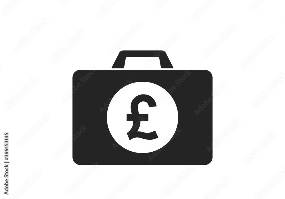 Business case icon with british pound sign. isolated vector finance and money symbol Business case icon with british pound sign. isolated vector finance and money symbol