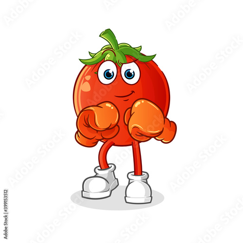 tomato boxer character. cartoon mascot vector