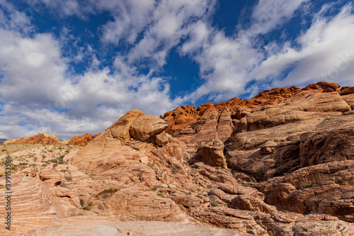 Sunny view of the beautiful landscape of Calico Basin area of Red Rock Canyon