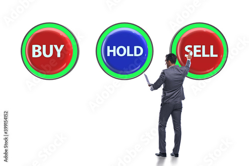 Concept of commercial choices between buying holding and selling © Elnur