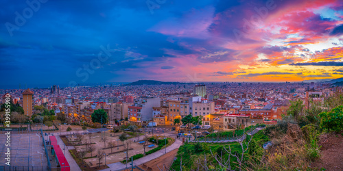 Barcelona at colorful sunset. Spain © Pawel Pajor