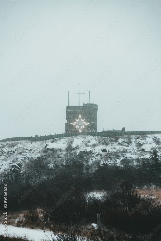 The cabot tower on signal hill historic park in St. John's, newfoundland, canada in the winter