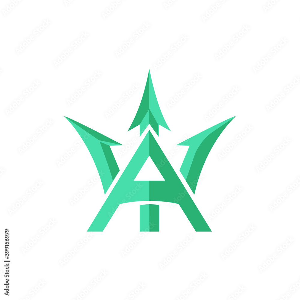 A Letter Logo Design, Atlantis King Arrow Logo Design