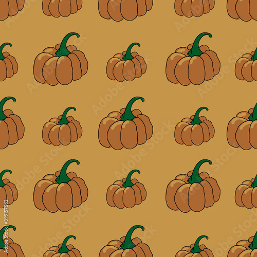 Fall Pumpkin seamless vector repeat orange background surface pattern design