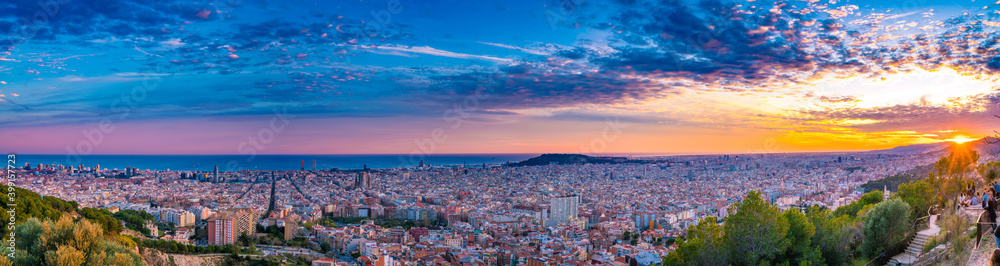 Sunset panorama of Barcelona. Spain