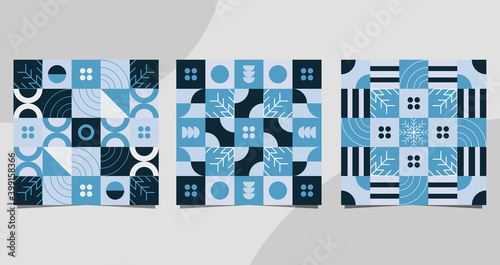 Collection of seamless pattern with Neo Geo design and winter theme