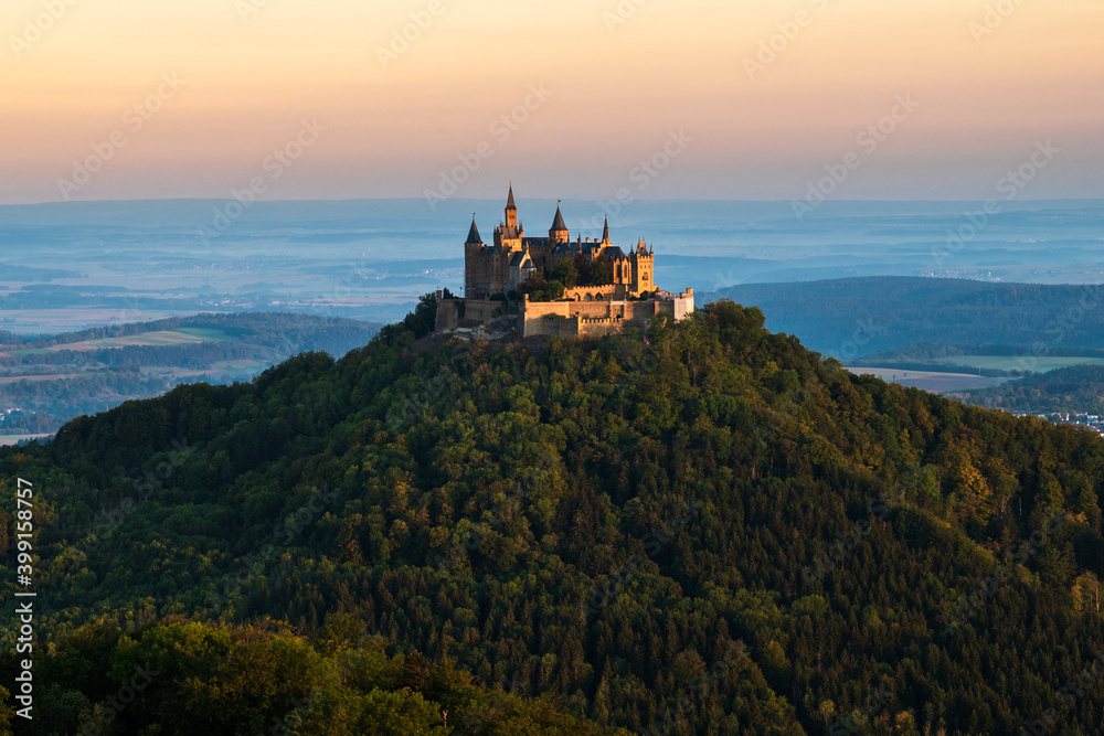 Hohenzollern Castle at sunrise. Germany Baden Wuerttemberg
