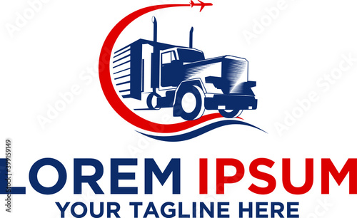 Truck and plane for logistics logo