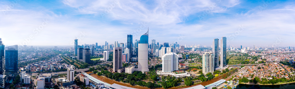 Panoramic view of Jakarta downtown at morning