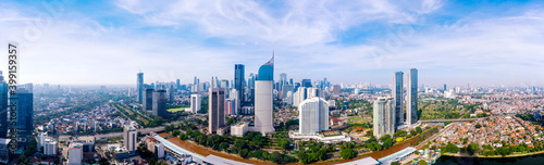 Panoramic view of Jakarta downtown at morning