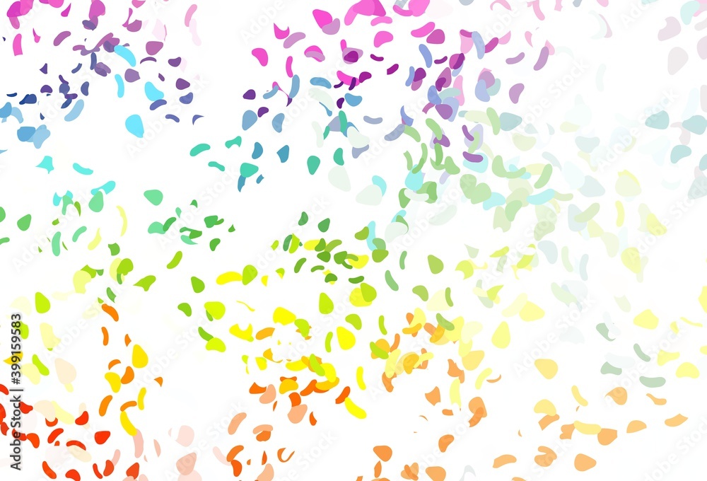 Light multicolor, rainbow vector template with memphis shapes.