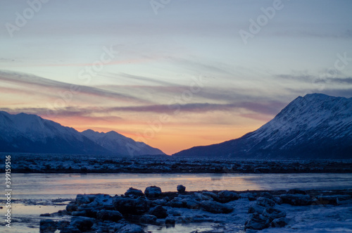 Sunset over Cook Inlet and Turnagain Arm, Alaska