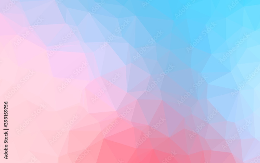 Light Blue, Red vector shining triangular pattern.